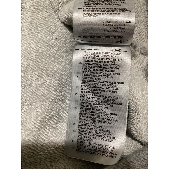 Adidas Hoodie Womens Medium Gray Primegreen Badge of Sport Logo Sweatshirt - Picture 5 of 6